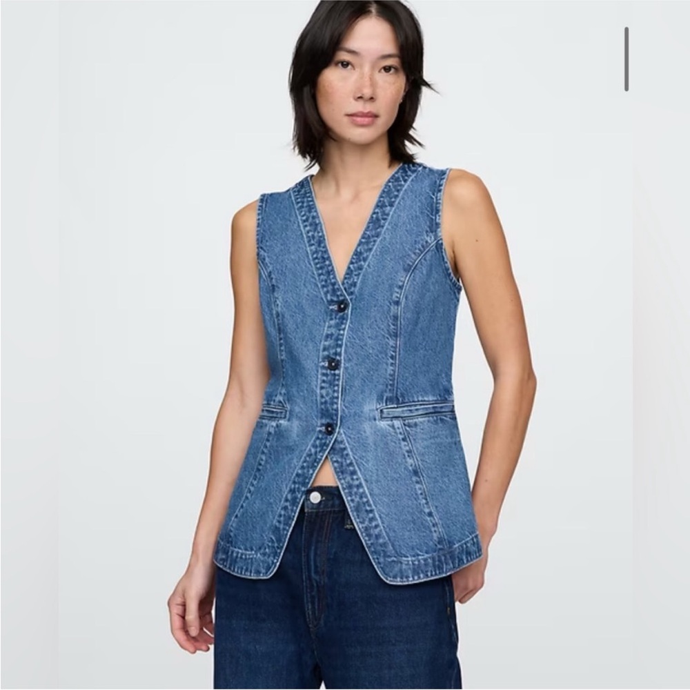 Gap Longline Denim Vest Size Small